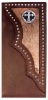 3D Belt Company W943 Brown Wallet with Fancy Corner Overlay with Hair on Calf Inlay Trim and Cross Concho